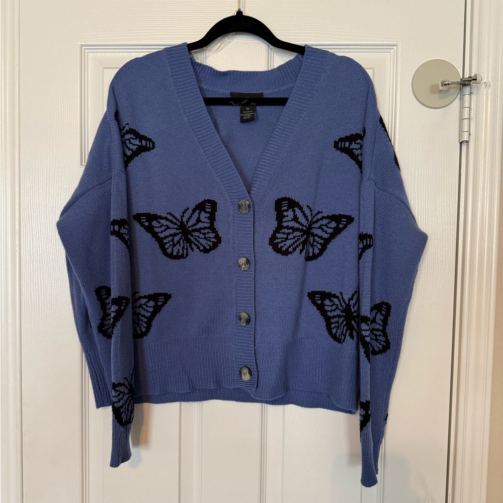 Blue Butterfly Cardigan Sweater